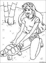 Barbie play with turtle