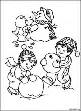 Care bears playing in snow