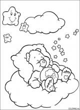Care bears sleeping on a cloud