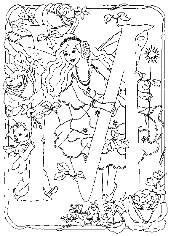 fairy and flower alphabet coloring pages - photo #33