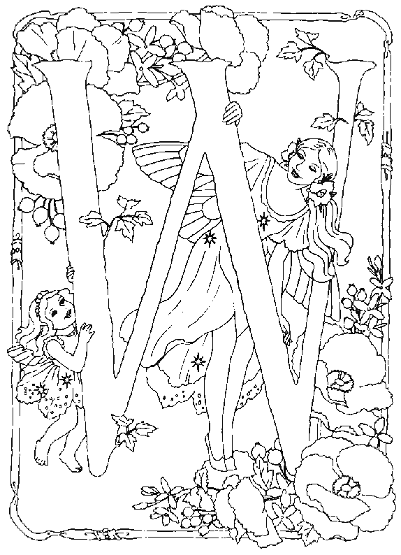 fairy and flower alphabet coloring pages - photo #43