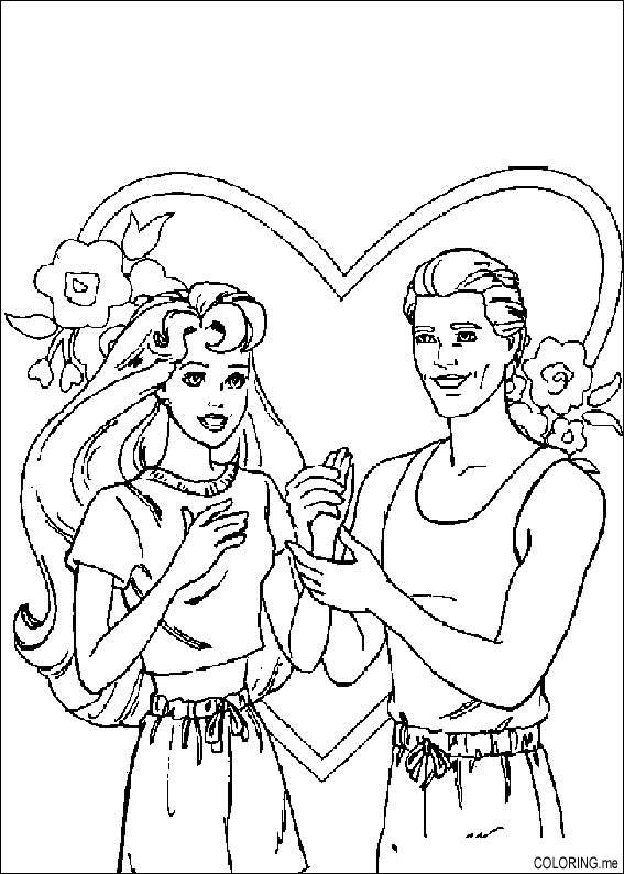 Coloring page : Barbie and ken love - Coloring.me
