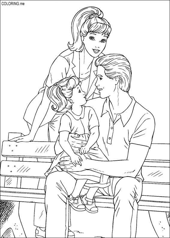 Coloring page : Barbie, ken and their children - Coloring.me