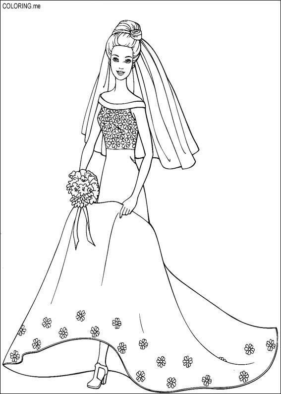 Coloring page Barbie wedding dress Coloringme