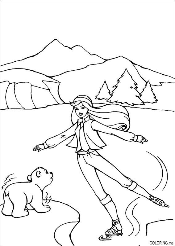 Coloring page : Barbie ice skating - Coloring.me