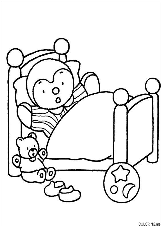 Coloring page : Charley and mimmo and bear in bed - Coloring.me