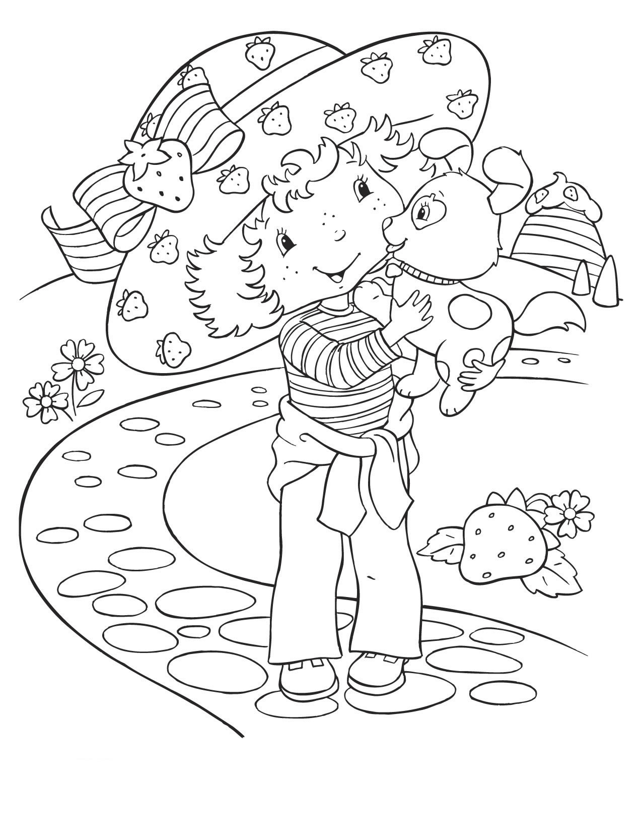 Coloring Page Strawberry Shortcake And Dog Coloring me
