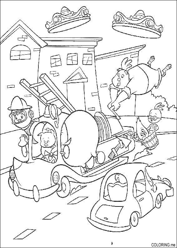 coloring page chicken little firefighter coloringme