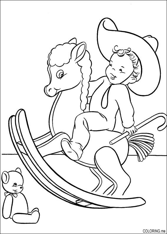 Coloring page : Christmas boy playing with horse - Coloring.me