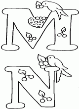 Alphabet birds m n