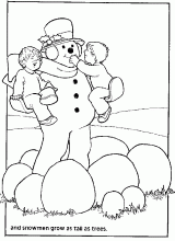 Snow man and children