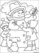 Christmas snowman and children