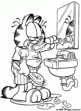 Garfield laver les dents