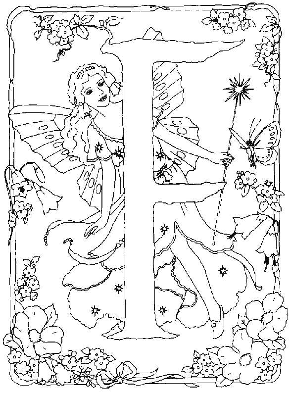 Coloring page : Alphabet fairy f - Coloring.me