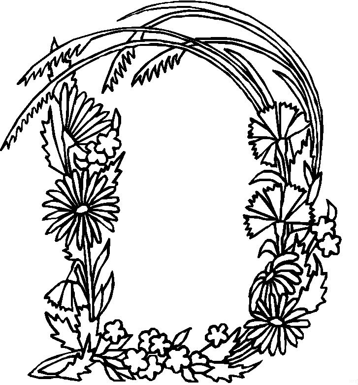 Coloring page : Alphabet flower d - Coloring.me