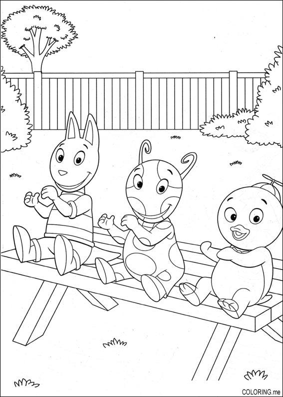Coloring page The backyardigans Uniqua , Tyrone and Austin