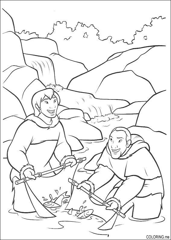 Coloring page : Brother bear human fishing - Coloring.me