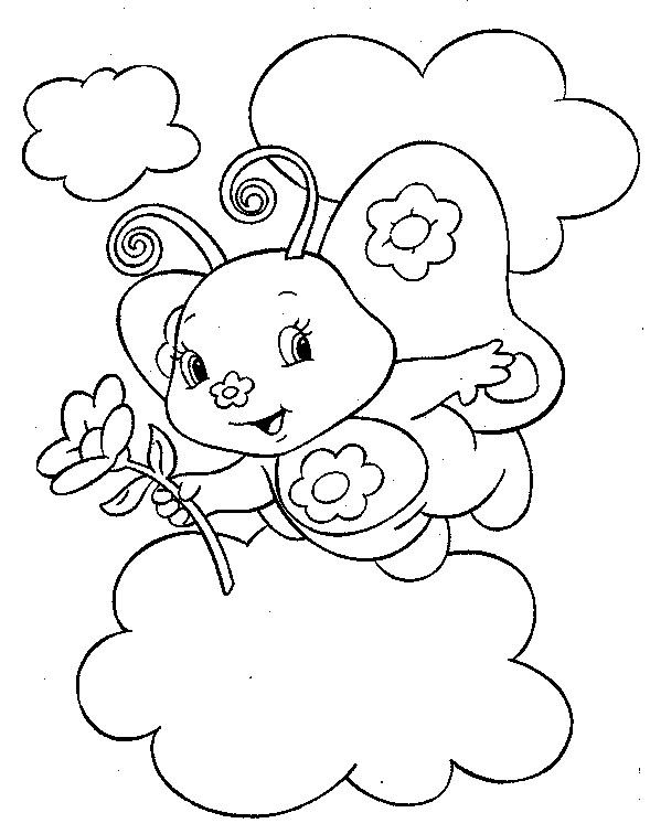 Coloring page : Strawberry Shortcake butterfly in the sky - Coloring.me