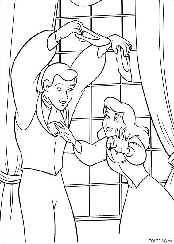 Coloring page : Cinderella play with the prince - Coloring.me