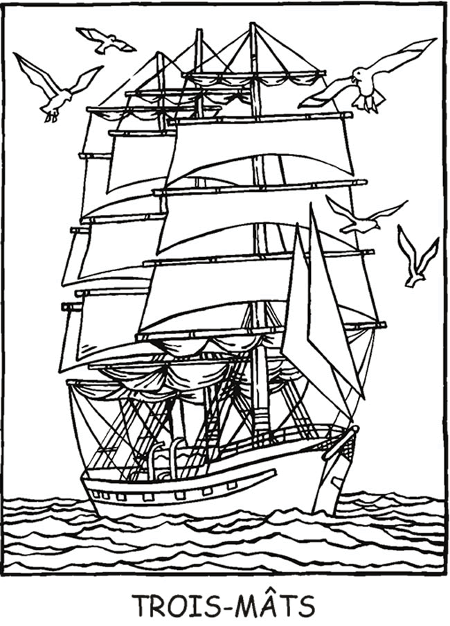 Download Coloring page : Bateau trois mats - Coloring.me